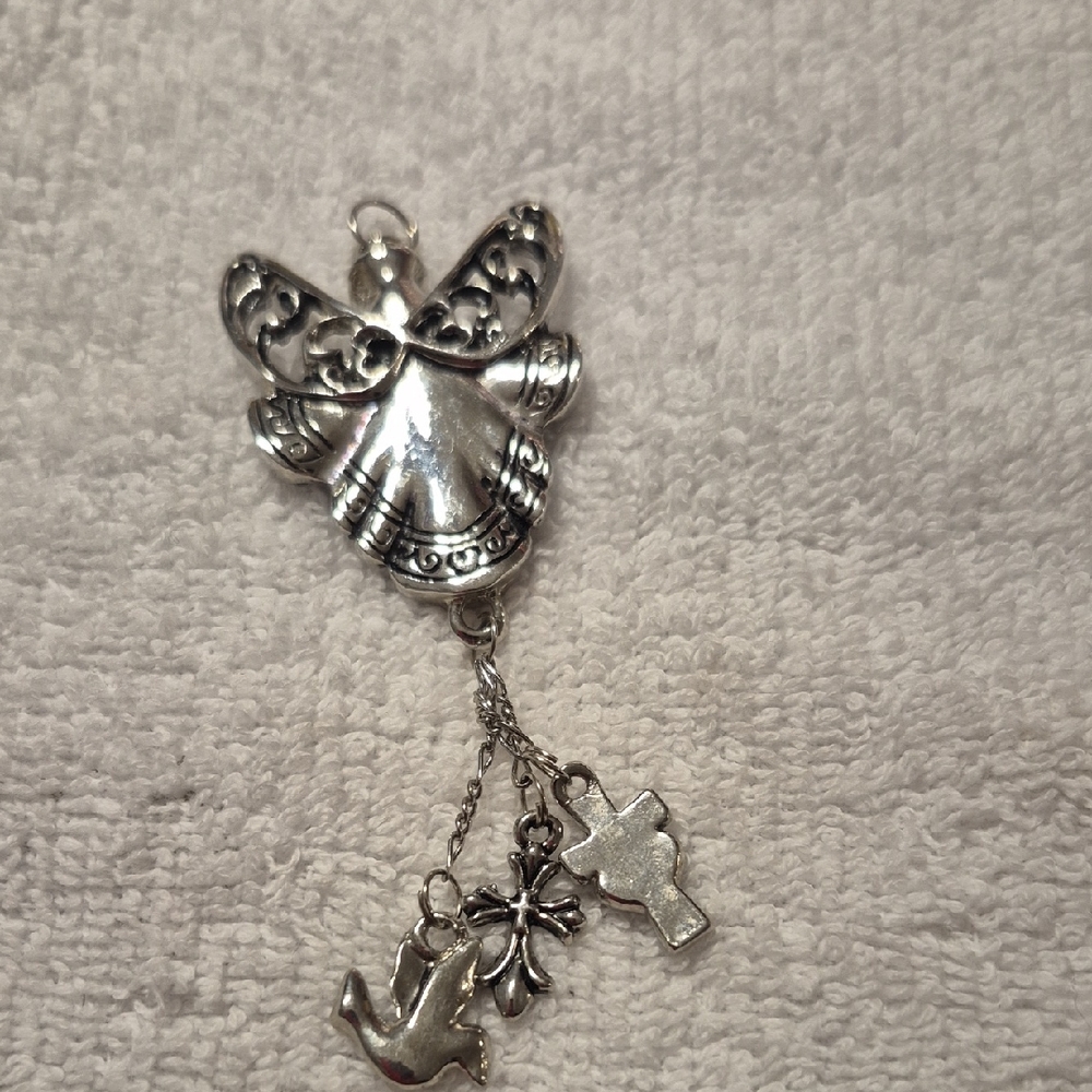 Silver Angel Pendant with Charms